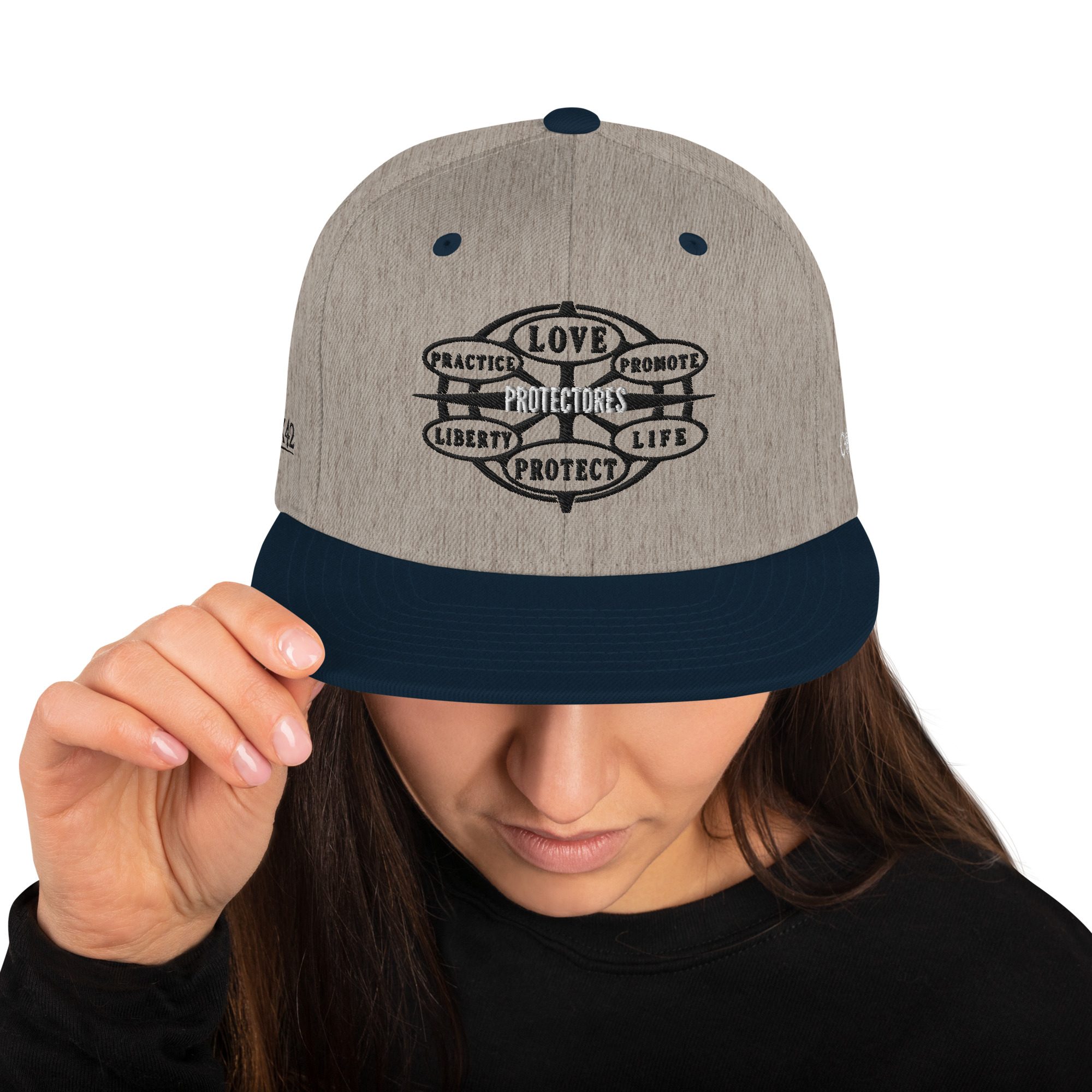 Snapback Hat Protector seal Silver on Black