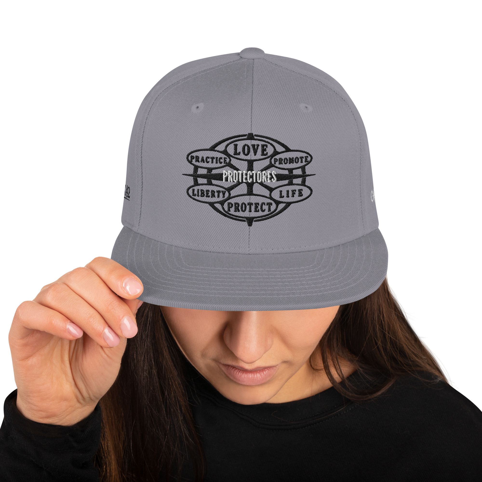 Snapback Hat Protector seal Silver on Black - Image 32