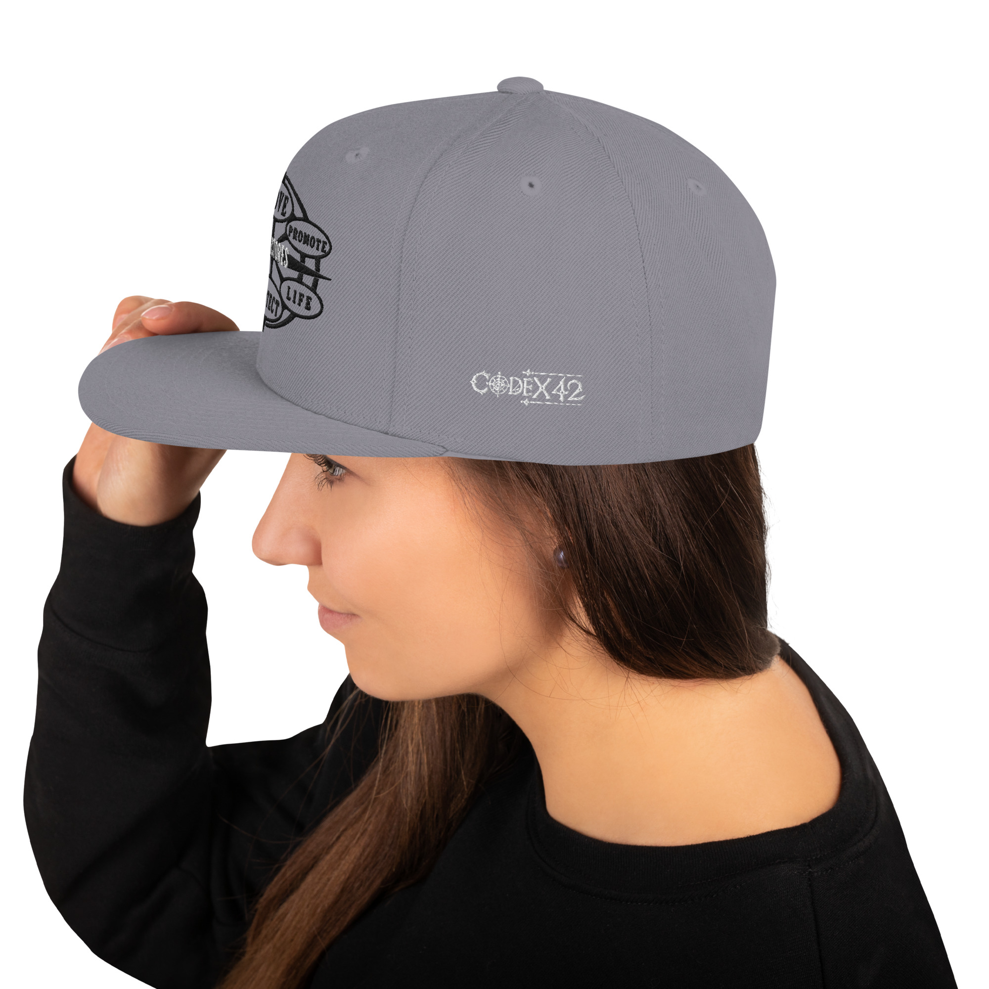 Snapback Hat Protector seal Silver on Black - Image 34
